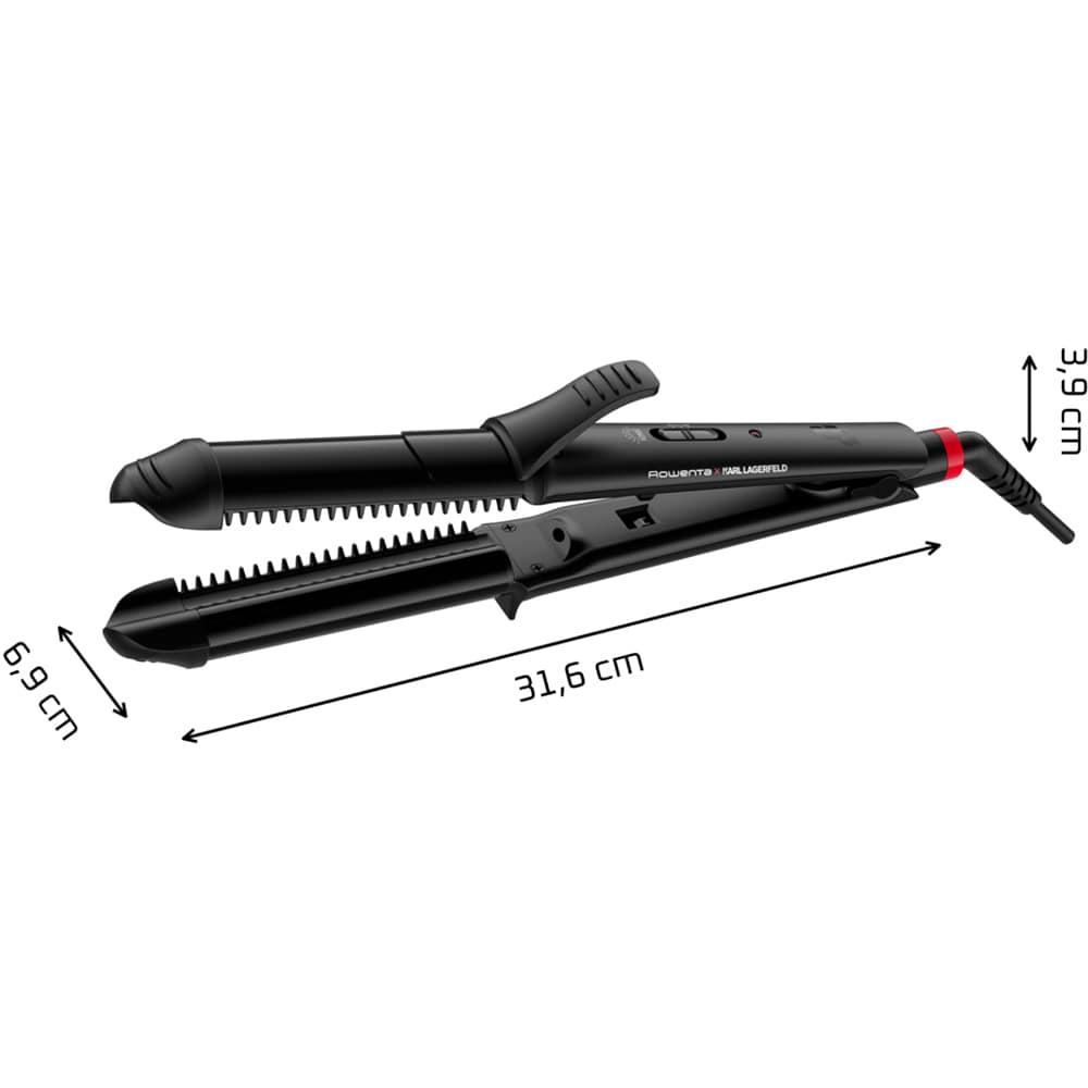 Aparat de coafat multifunctional 3 in 1 ROWENTA x KARL LAGERFELD CF451LF0, 200 grade, invelis ceramic, negru