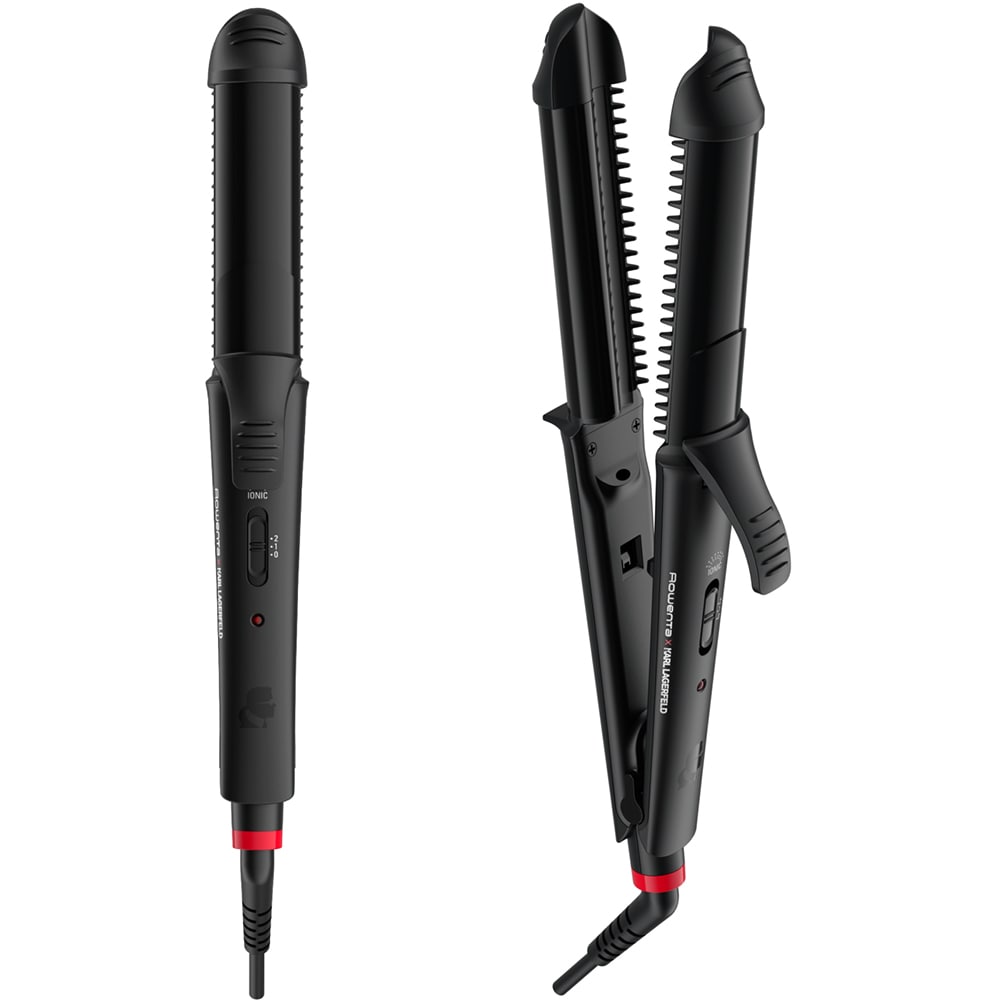 Aparat de coafat multifunctional 3 in 1 ROWENTA x KARL LAGERFELD CF451LF0, 200 grade, invelis ceramic, negru