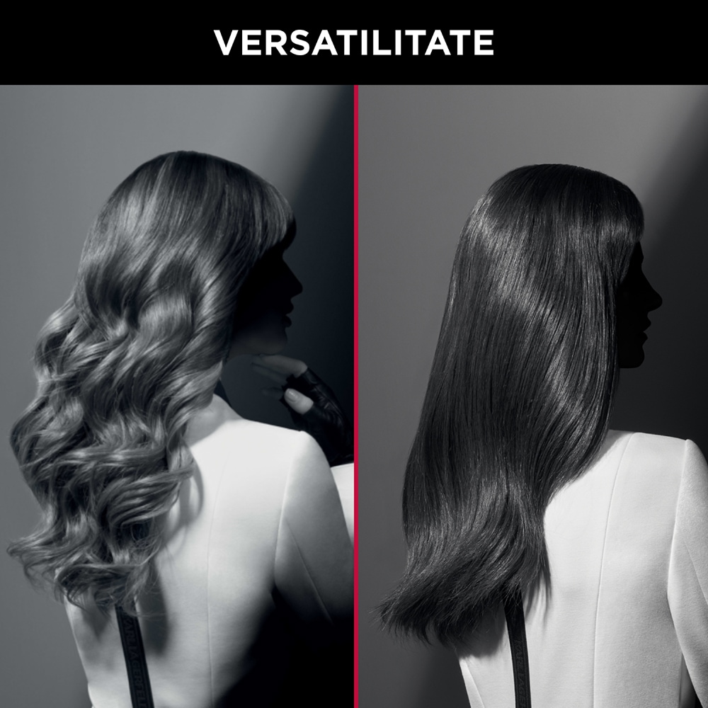Aparat de coafat multifunctional 3 in 1 ROWENTA x KARL LAGERFELD CF451LF0, 200 grade, invelis ceramic, negru