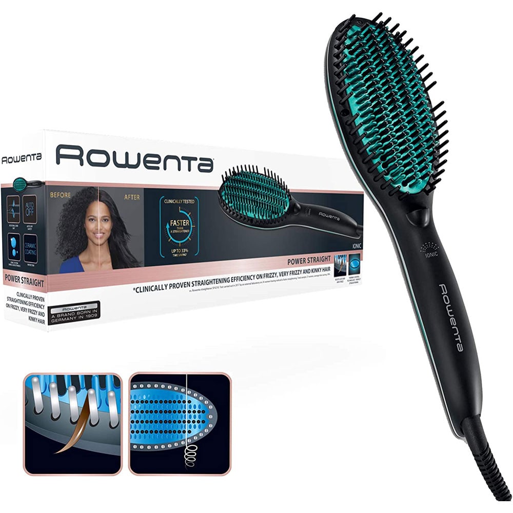Perie termica ROWENTA Power Straight CF5820F0, 3 trepte temperatura, negru
