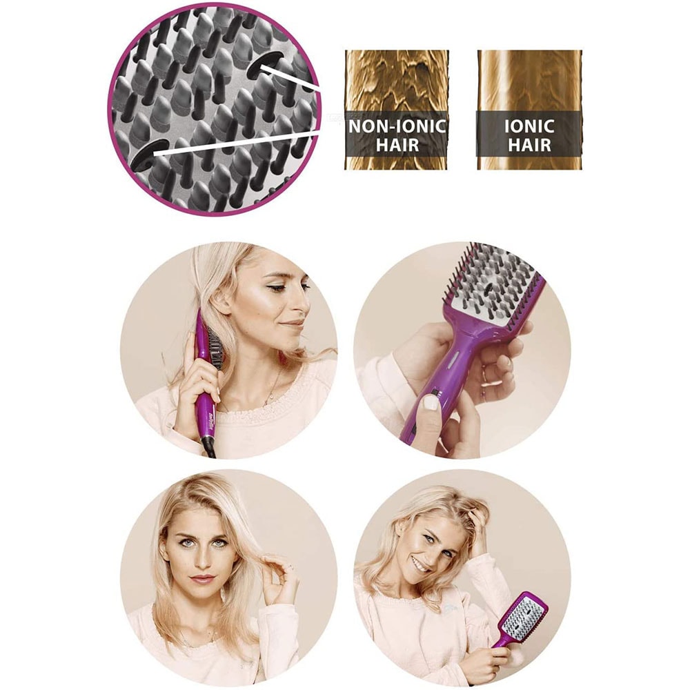 Perie termica BABYLISS Liss Brush 3D HSB100E, 3 trepte temperatura, Ionizare, roz