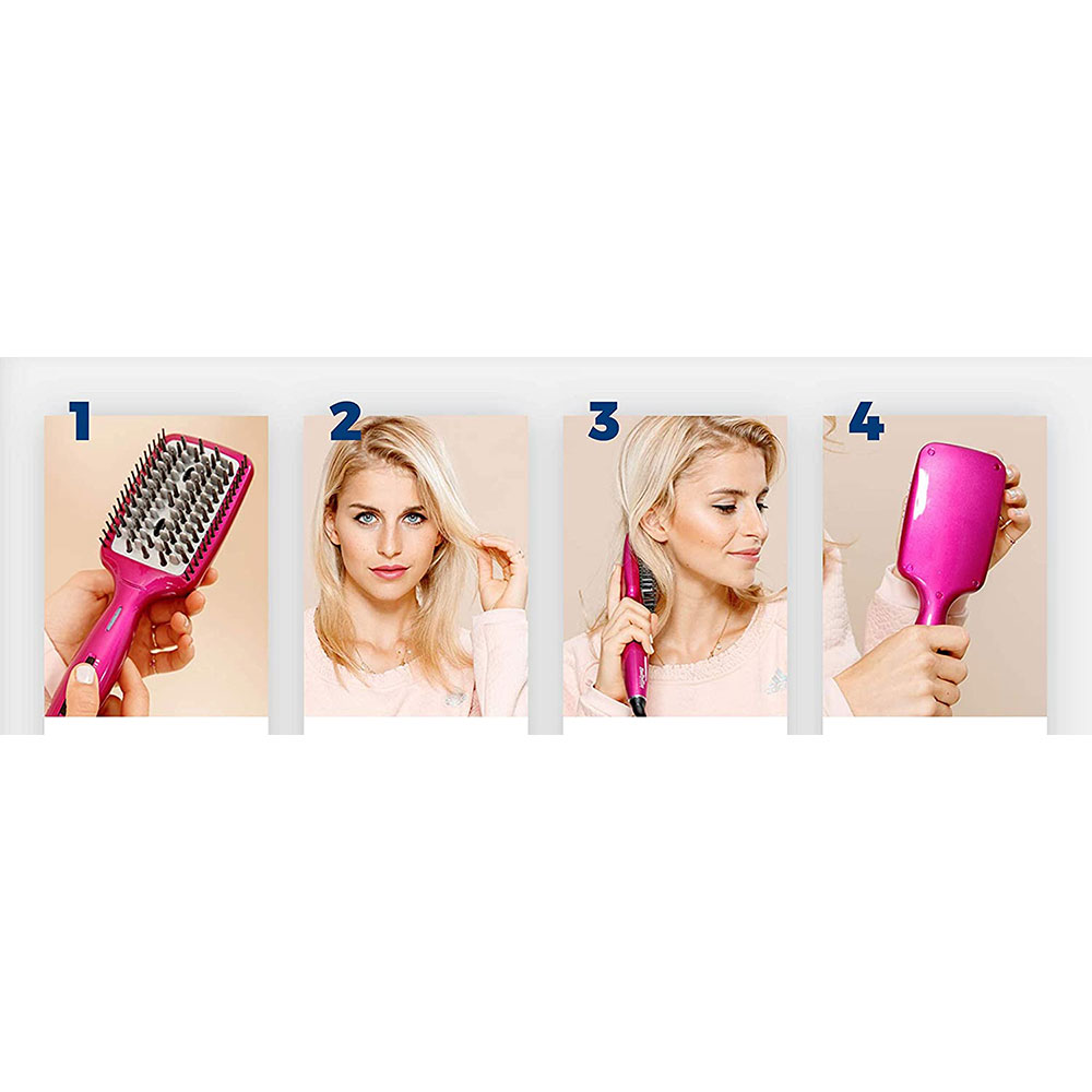 Perie termica BABYLISS Liss Brush 3D HSB100E, 3 trepte temperatura, Ionizare, roz