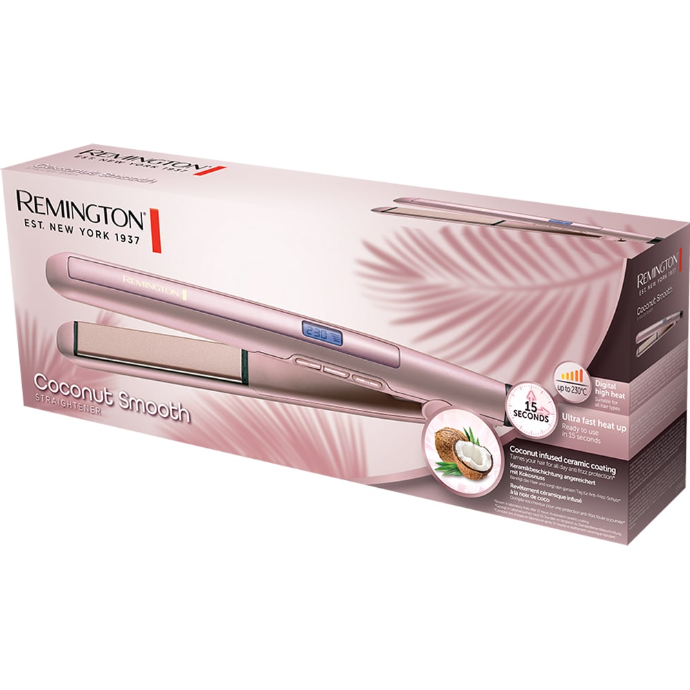 Placa de indreptat parul REMINGTON Coconut Smooth S5901, 230 grade, invelis ceramic, roz