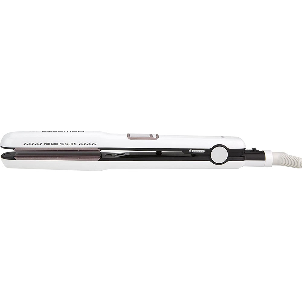 Placa de indreptat parul ROWENTA Premium Care Liss & Curl SF7660F0, 200 grade, LCD, invelis keratina, alb-roz