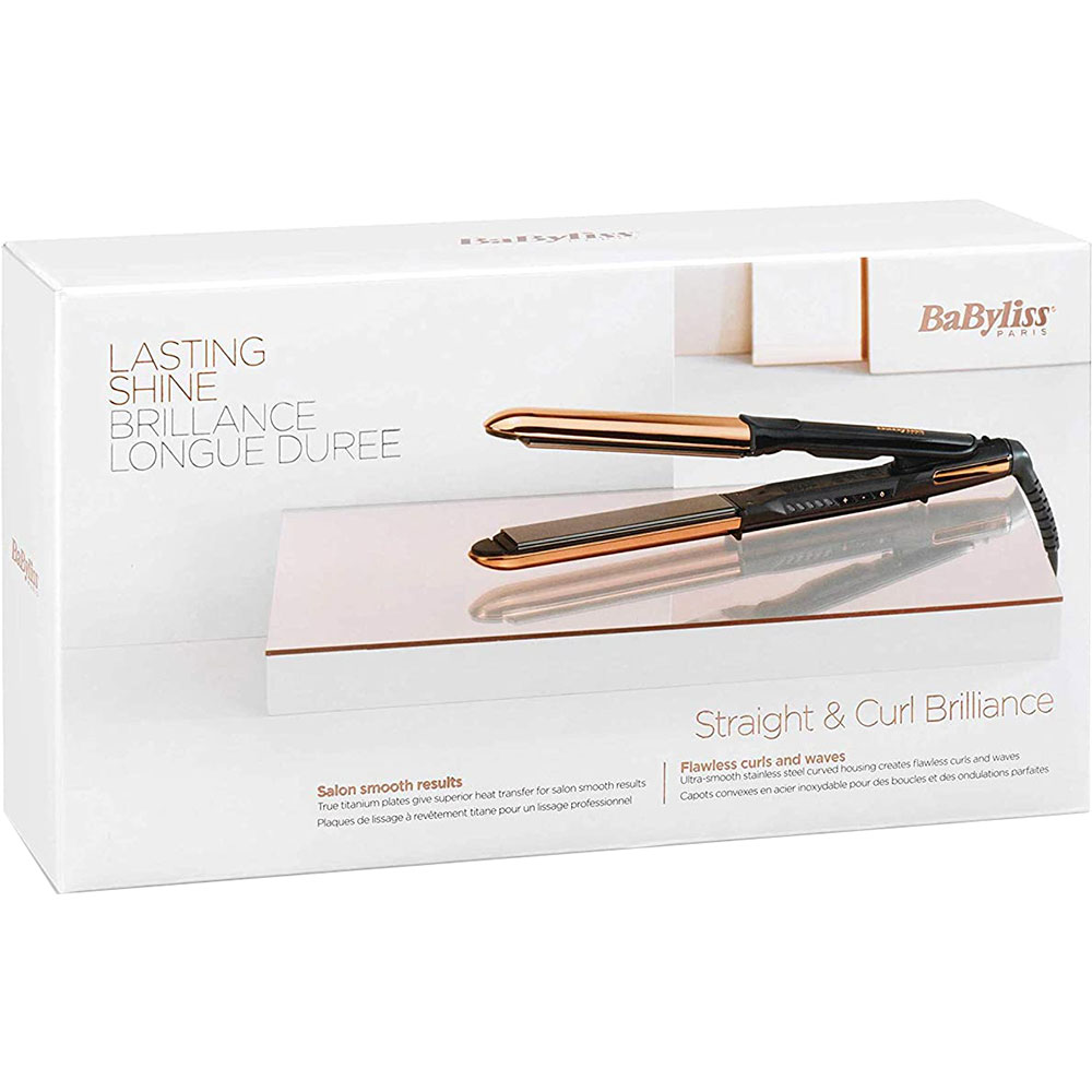 Placa de indreptat parul BABYLISS Straight&Curl brilliance ST482E, 235 grade, negru