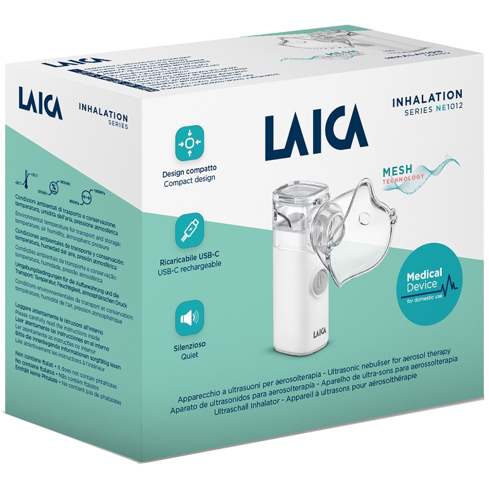 Aparat aerosoli portabil LAICA NE1012, 8ml, USB, alb