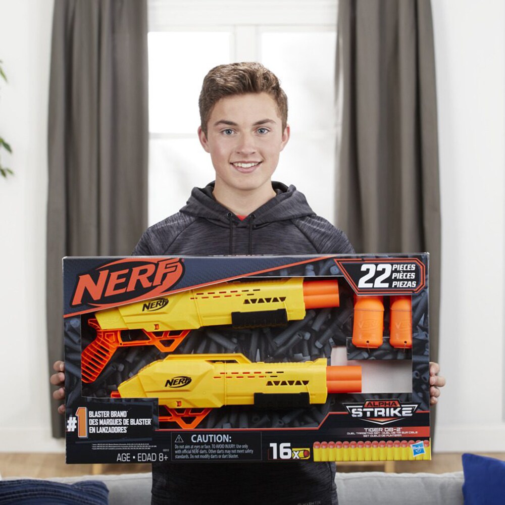 Set 2 blastere NERF Alpha Strike Tiger DB2 cu tinte E8312, 8 ani+, multicolor