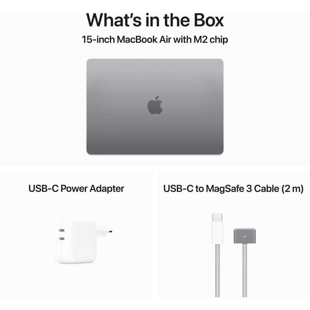 Laptop APPLE MacBook Air 15 mqkq3ze/a, Apple M2, 15.3" Retina Display, 8GB, SSD 512GB, 10-core GPU, macOS Ventura, Space Gray, Tastatura layout INT