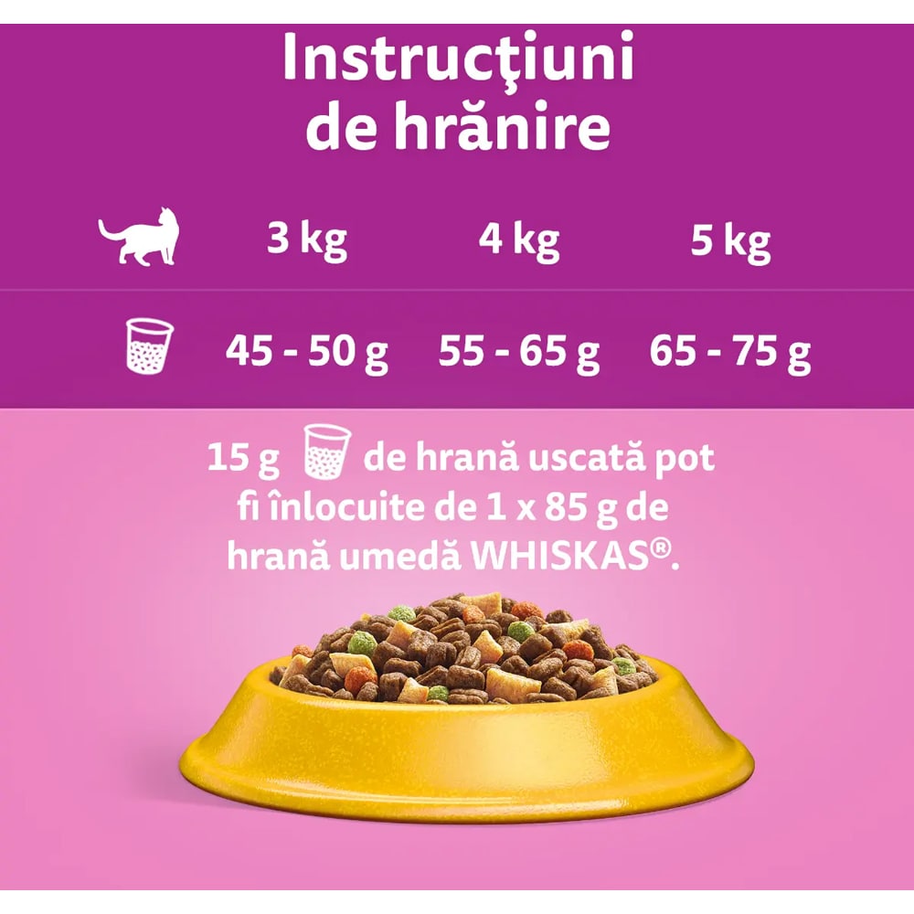 Hrana uscata pentru pisici WHISKAS, Adult, Vita, 300 g