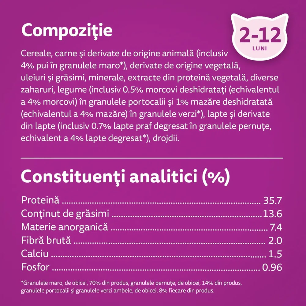Hrana uscata pentru pisici WHISKAS, Junior, Pui, 300 g