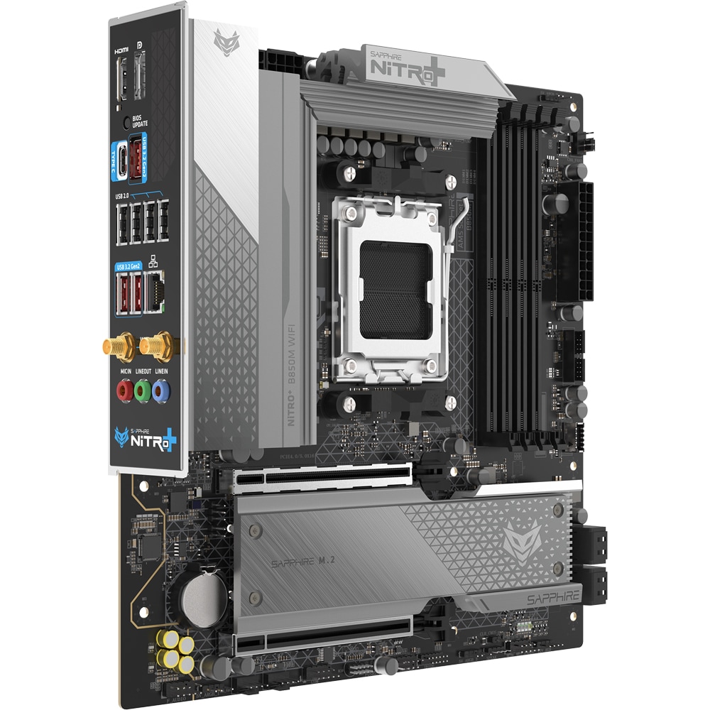 Placa de baza SAPPHIRE NITRO+ B850M WIFI, Socket AM5, mATX, Wi-Fi