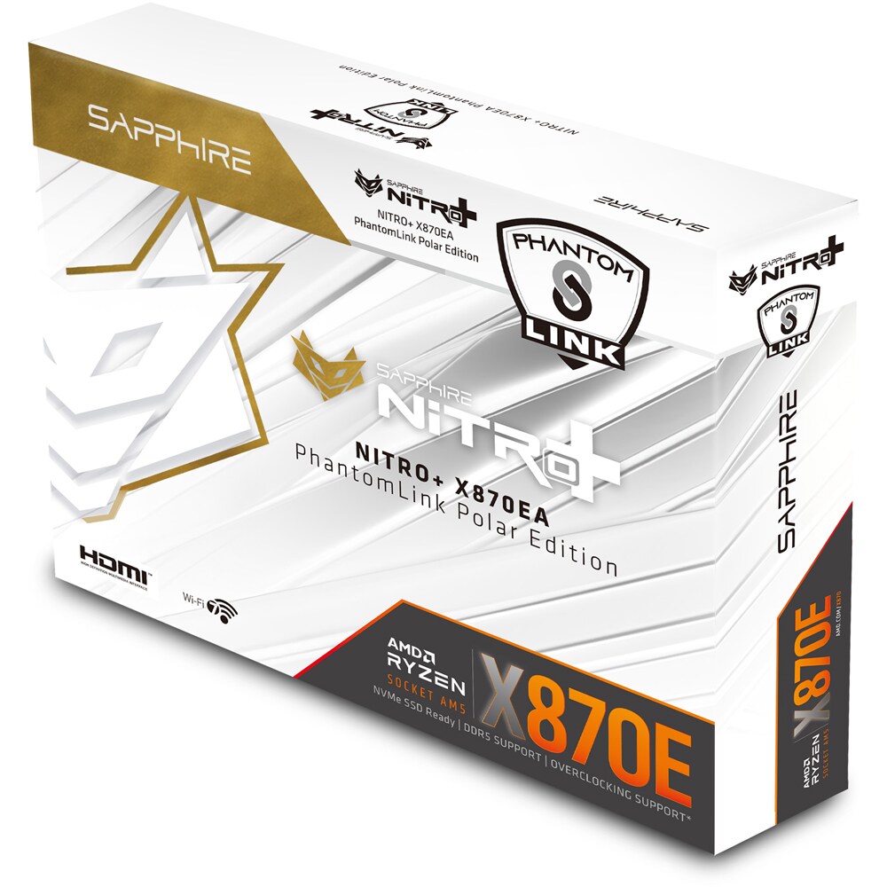 Placa de baza SAPPHIRE NITRO+ X870EA PhantomLink Polar Edition, Socket AM5, ATX, Wi-Fi