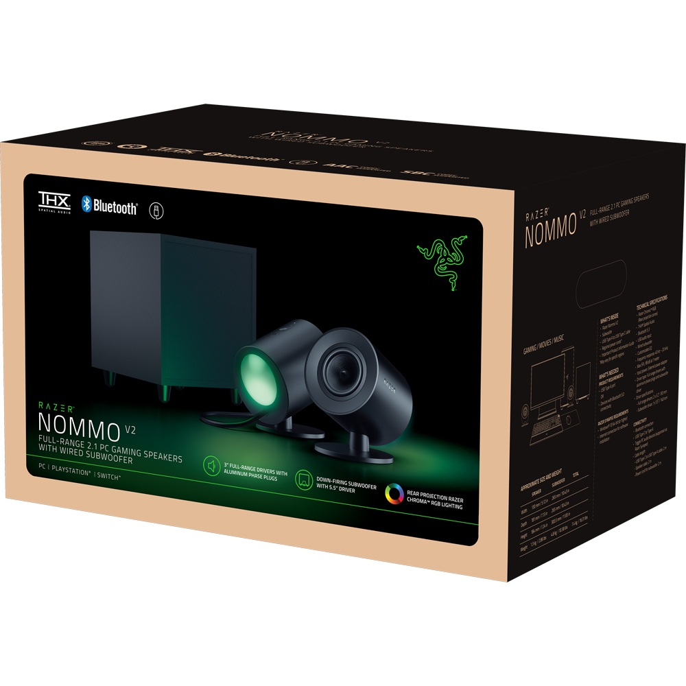 Boxe RAZER Nommo V2, 2.1, Bluetooth, negru