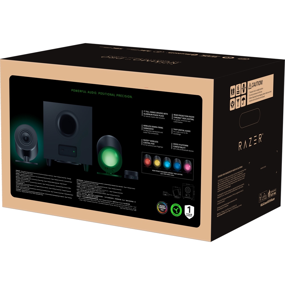 Boxe RAZER Nommo V2 Pro, 2.1, Bluetooth, Wireless Control Pod, negru