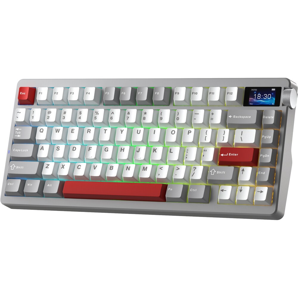 Tastatura Gaming Wireless mecanica AULA Nova 75, Bluetooth, USB, Layout US, gri