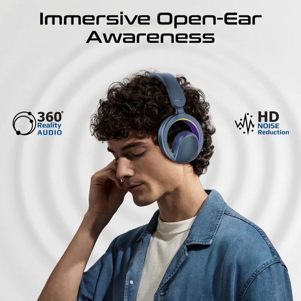 Casti PROMATE Novon, Bluetooth, Over-ear, Microfon, albastru