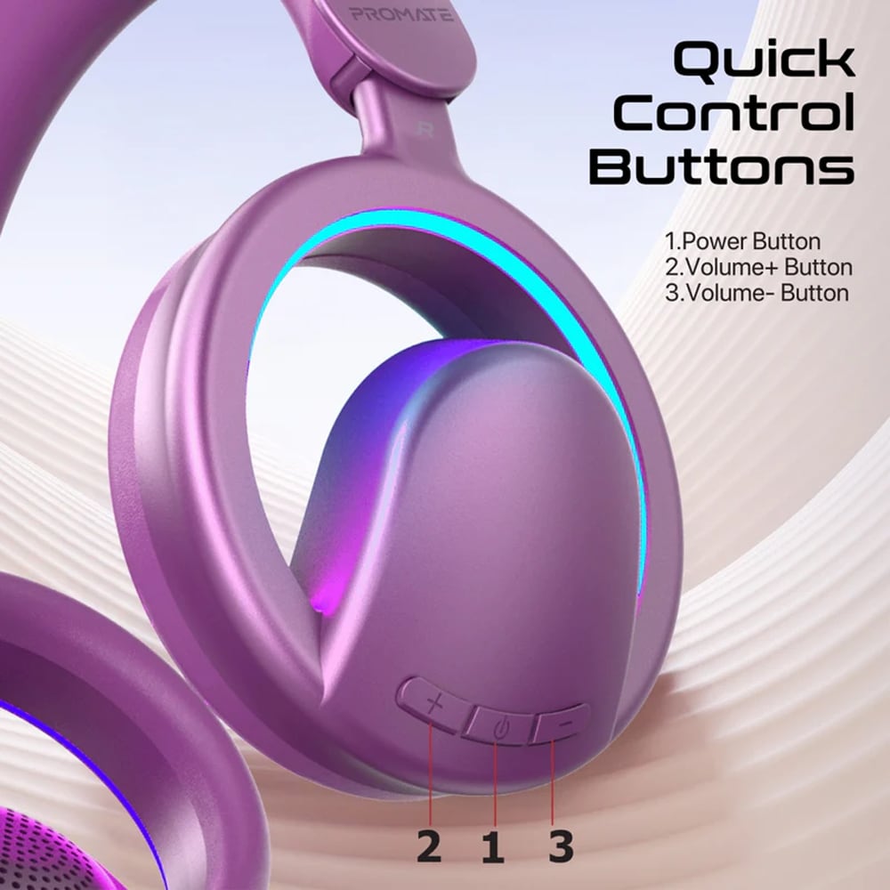 Casti PROMATE Novon, Bluetooth, Over-ear, Microfon, violet