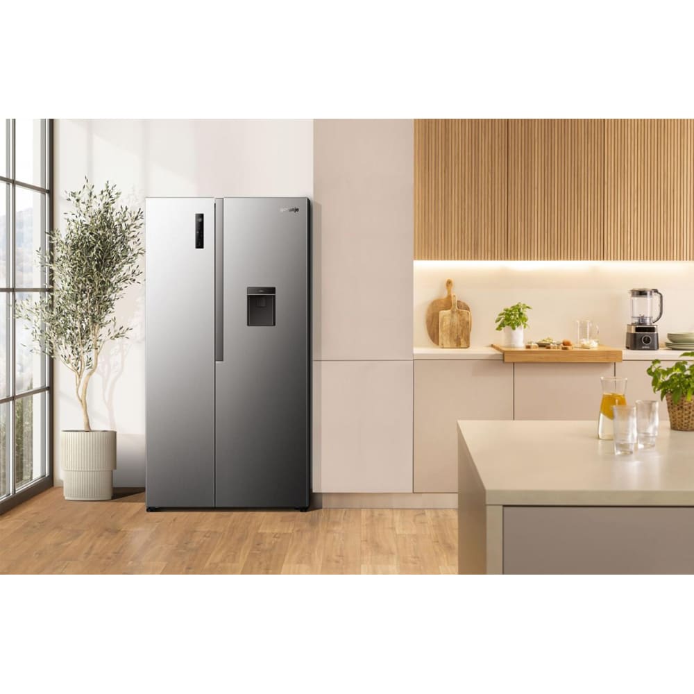 Side by Side GORENJE NRS917D41XWD, NoFrost Plus, 541 l, H 178.6 cm, Clasa D, Dozator apa, argintiu