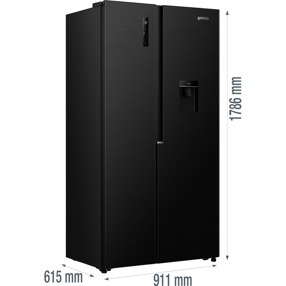 Side by Side GORENJE NRS917E41BXWD, NoFrost Plus, 541 l, H 178.6 cm, Clasa E, Dozator apa, negru
