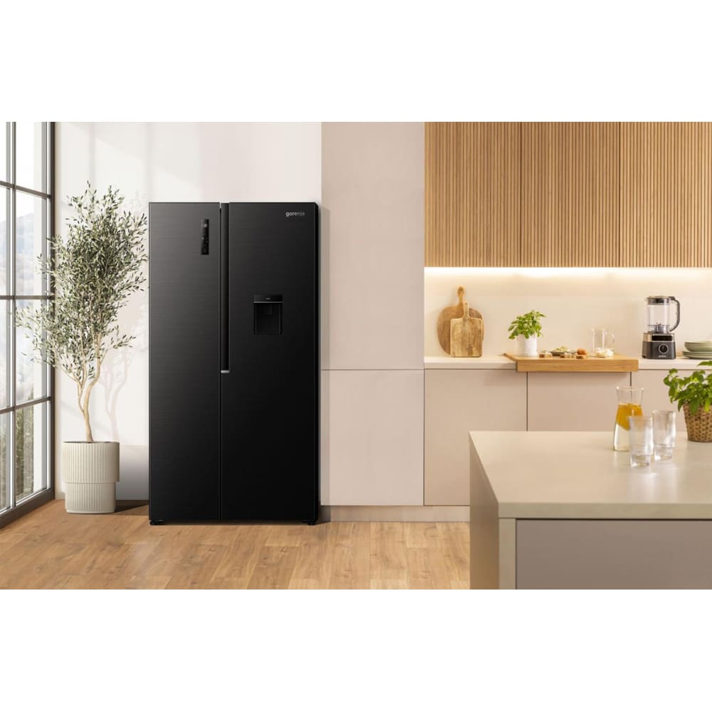 Side by Side GORENJE NRS917E41BXWD, NoFrost Plus, 541 l, H 178.6 cm, Clasa E, Dozator apa, negru