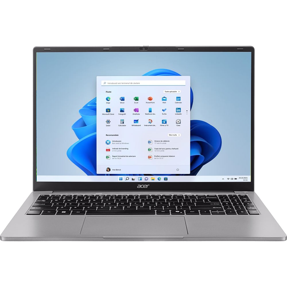 Laptop ACER Aspire Lite 15 AL15-37P-C4RV, Intel N50 pana la 3.4GHz, 15.6" Full HD, 8GB, SSD 128GB, Intel UHD Graphics, Windows 11 Home, Light Silver
