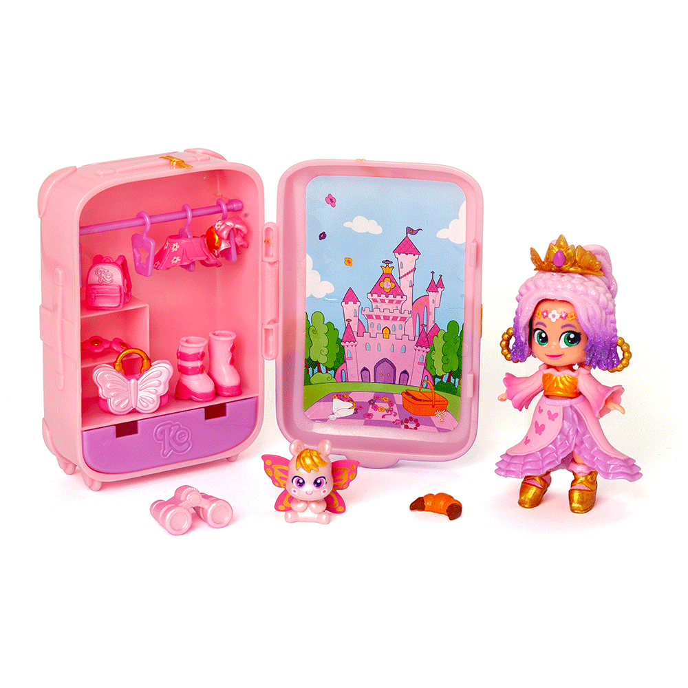 Set papusa KOOKYLOOS Dulap Dreamy Blossom 1100042503, 3 ani+, mov-galben