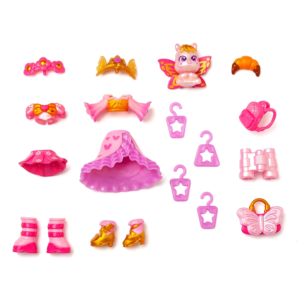 Set papusa KOOKYLOOS Dulap Dreamy Blossom 1100042503, 3 ani+, mov-galben