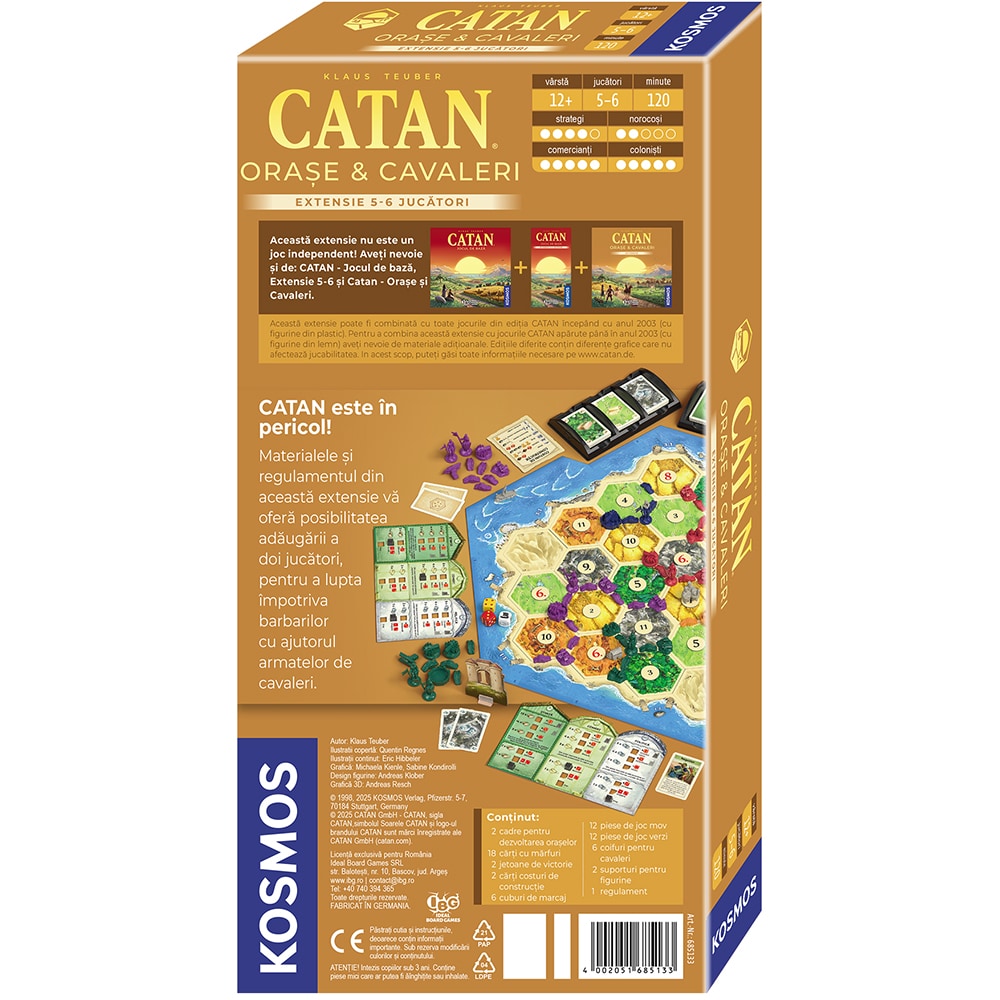 Joc de societate CATAN Extensie - Orase si cavaleri 5/6 editia 2025 OC5625, 12 ani+, 5-6 jucatori