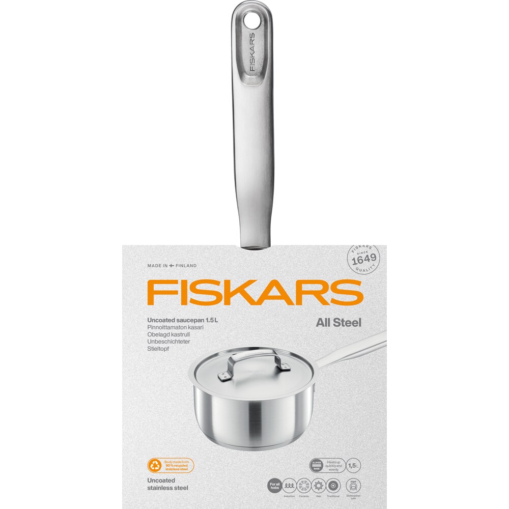 Cratita FISKARS All Steel 1064750, 1.5l, 16cm, otel inoxidabil, argintiu