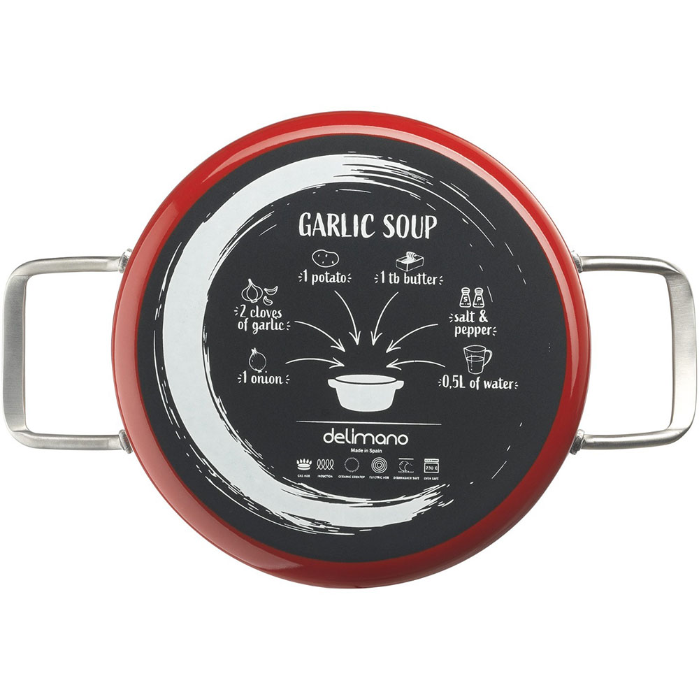 Oala DELIMANO Titanium Legend, 20cm, otel carbon, rosu