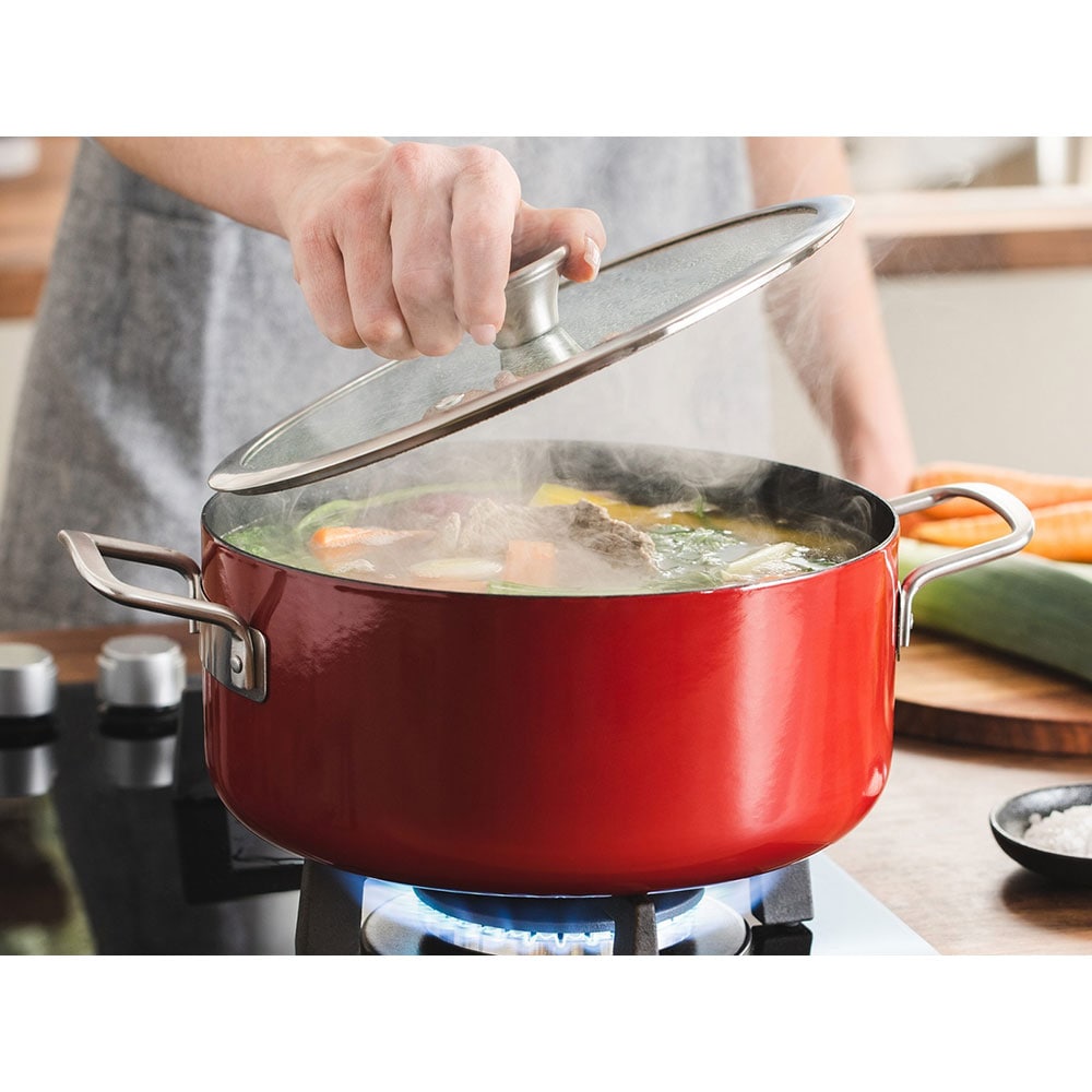 Oala DELIMANO Titanium Legend, 20cm, otel carbon, rosu