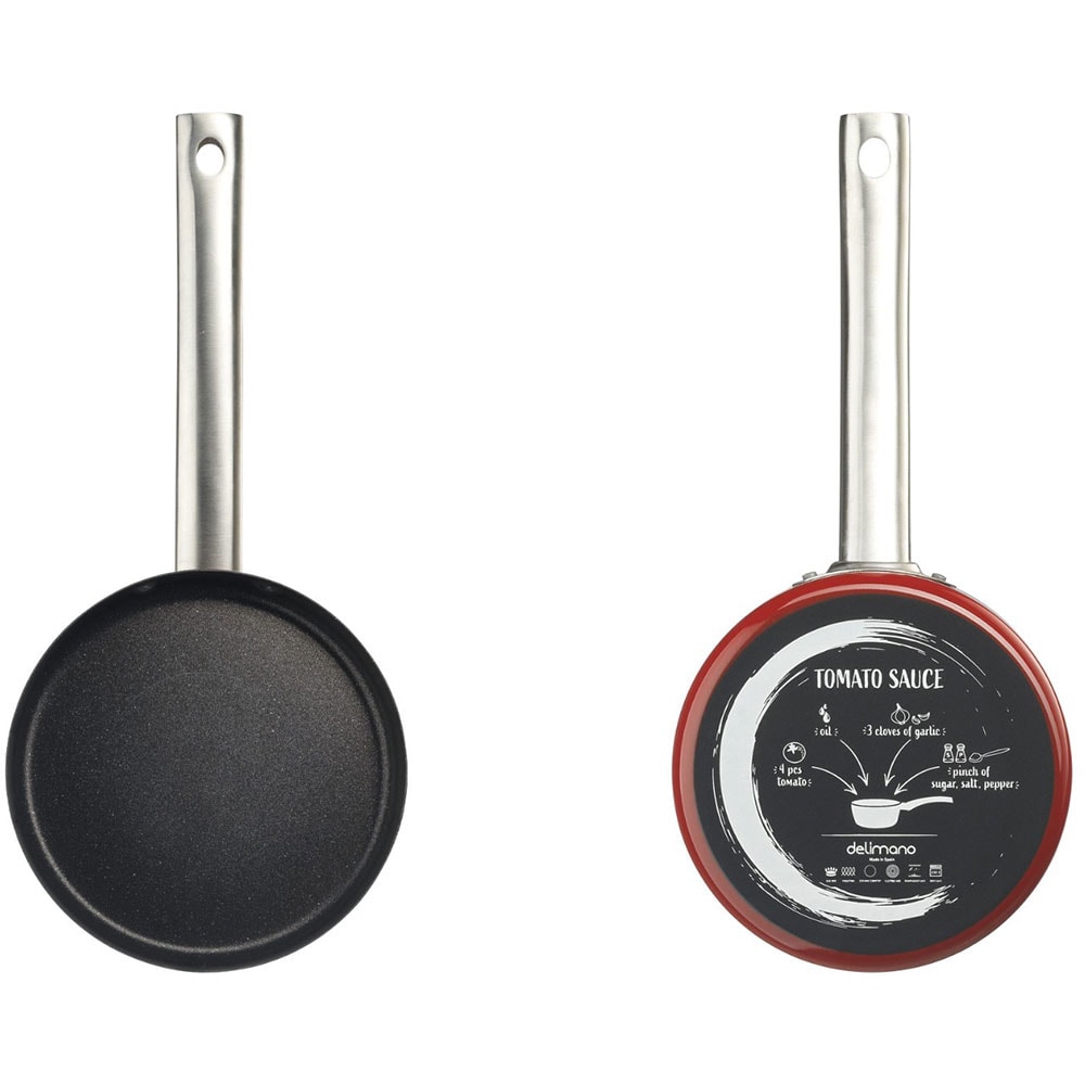 Cratita DELIMANO Titanium Legend, 16cm, otel carbon, rosu