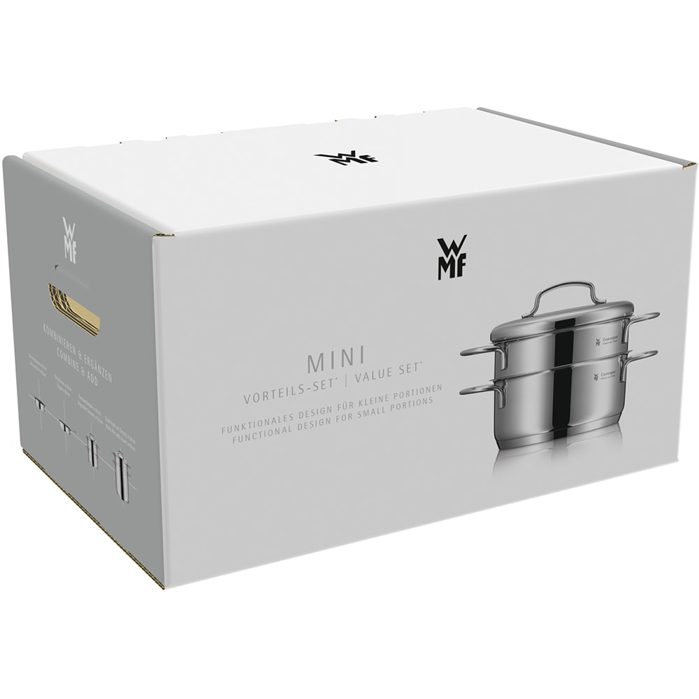 Set vase WMF Mini 718556040, 5 piese, 12-16cm, 0.9-1.5l, inox, argintiu