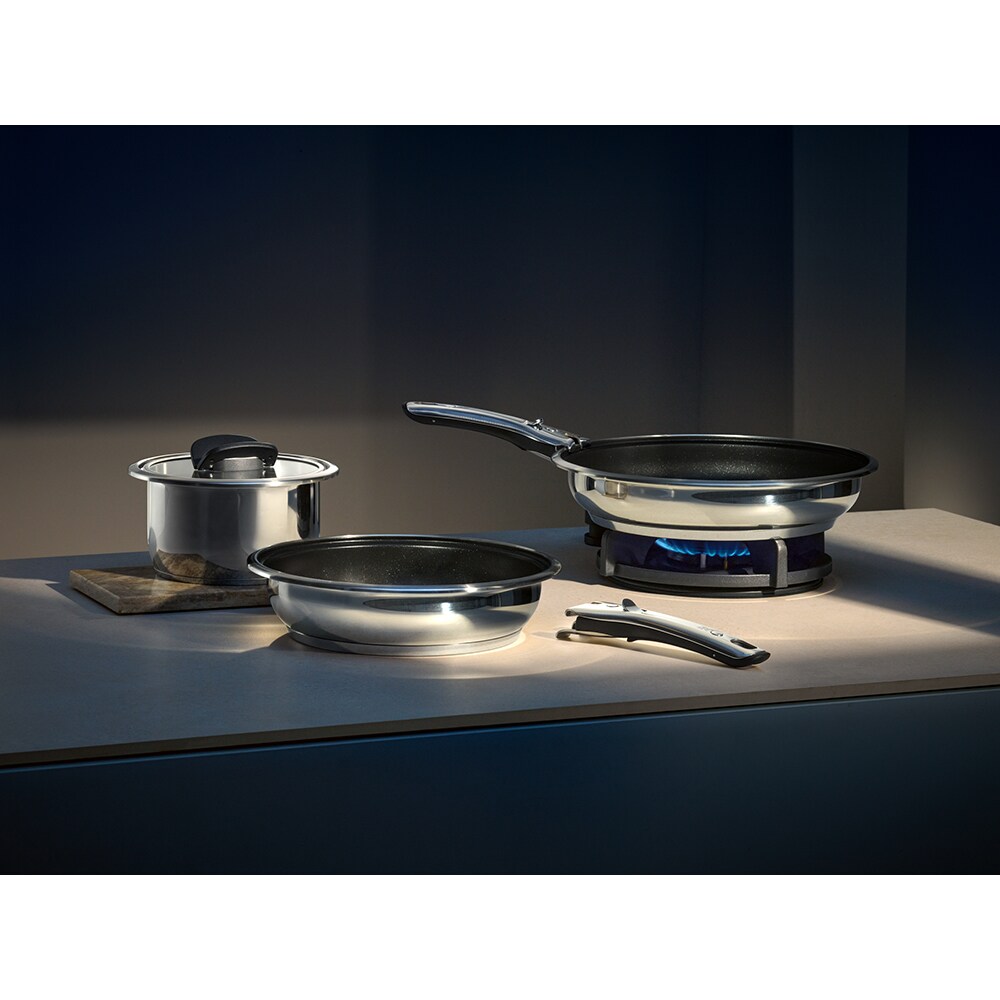 Set 4 piese de gatit WMF Click & Serve 795076820, baza TransTherm, inox, argintiu