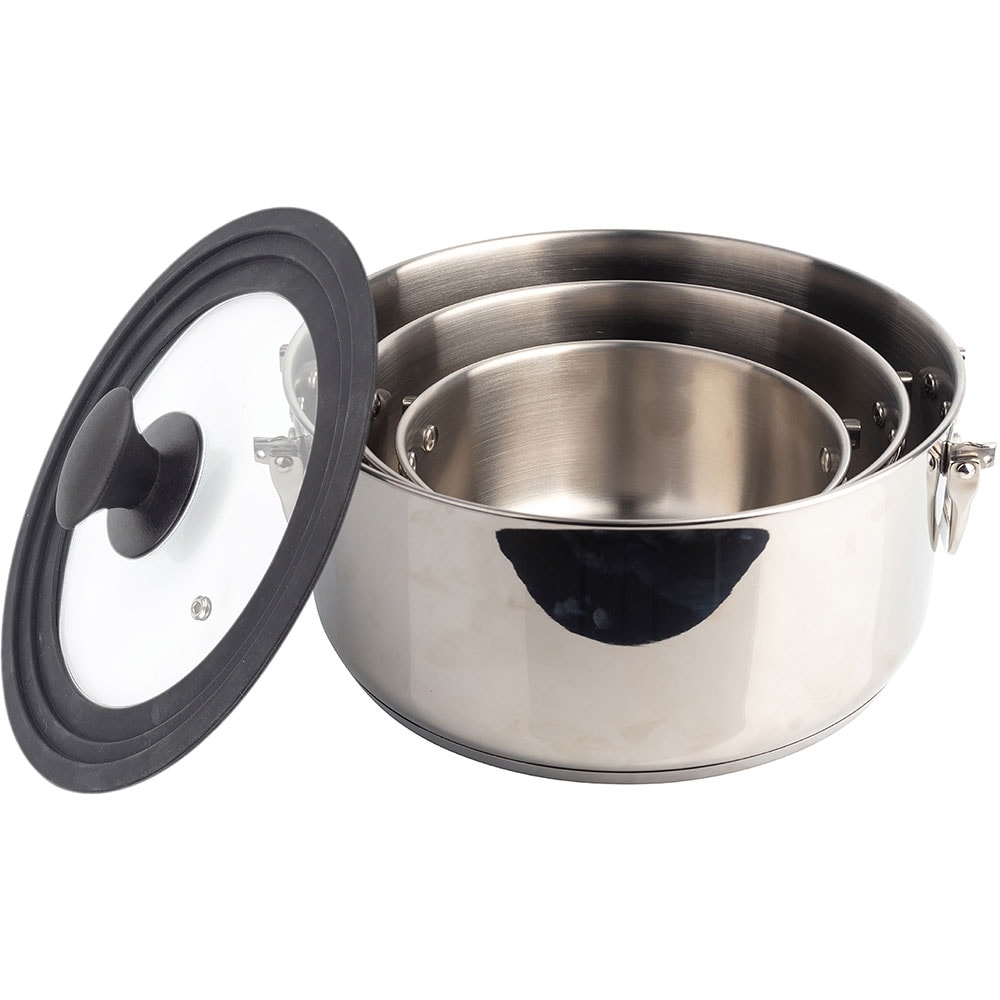 Set vase MASTERPRO Foodies Collection, 4 piese, 16-24cm, inox, argintiu