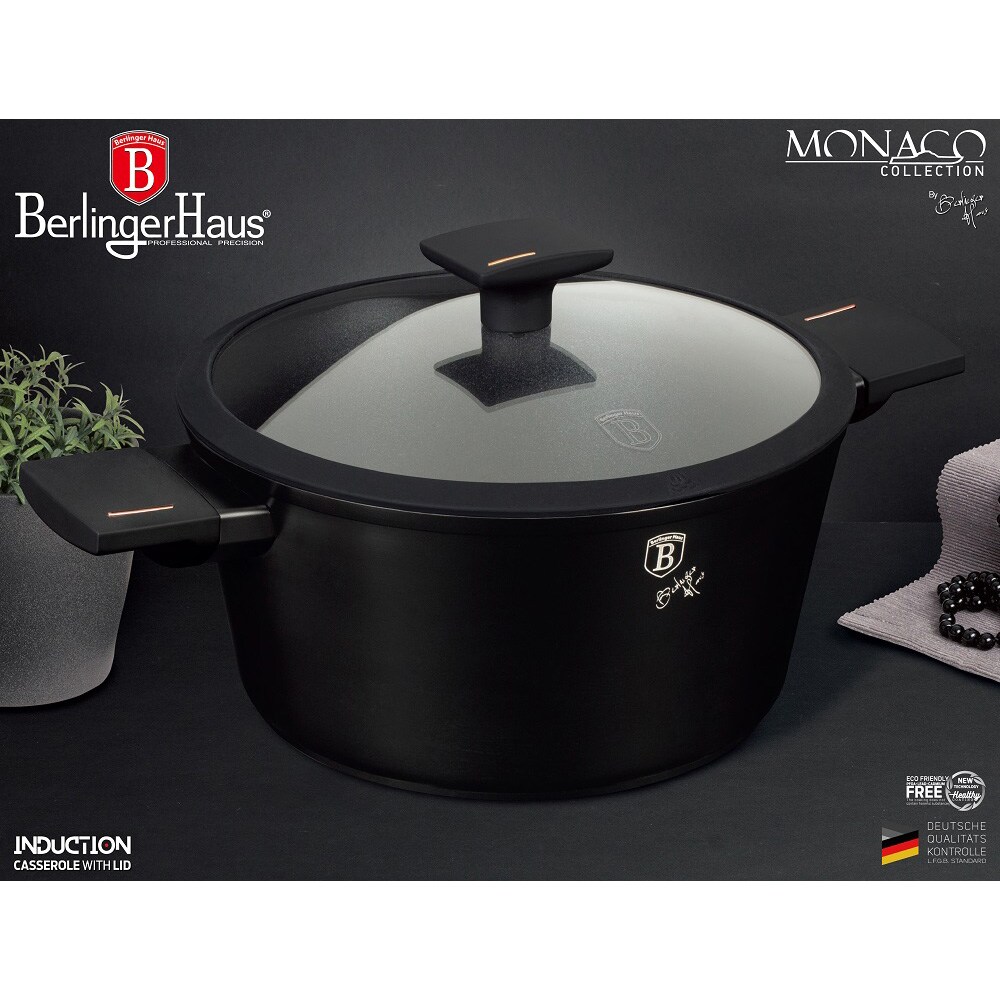 Oala BERLINGER HAUS Monaco Collection BH7087, 4.1l, 24cm, aluminiu, negru