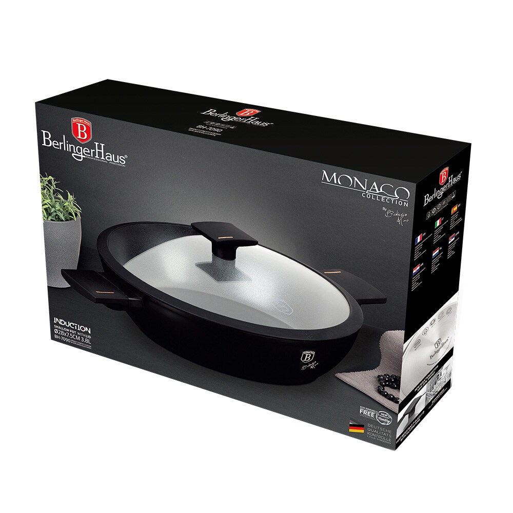 Cratita BERLINGER HAUS Monaco Collection BH7090, 3.8l, 28cm, aluminiu, negru