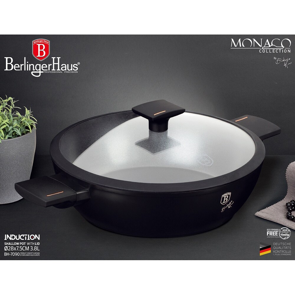 Cratita BERLINGER HAUS Monaco Collection BH7090, 3.8l, 28cm, aluminiu, negru