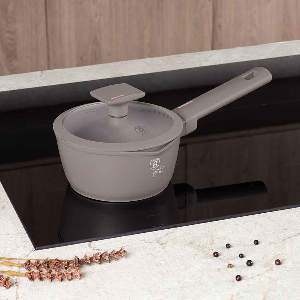 Cratita cu capac BERLINGER HAUS Taupe Collection BH 8088, 16 cm, aluminiu, gri