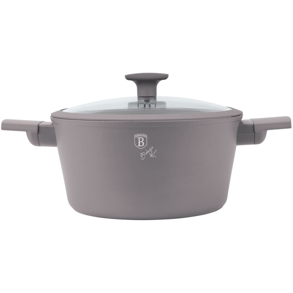 Cratita cu capac BERLINGER HAUS Taupe Collection BH/8101, 4.1l, 24 cm, aluminiu, gri