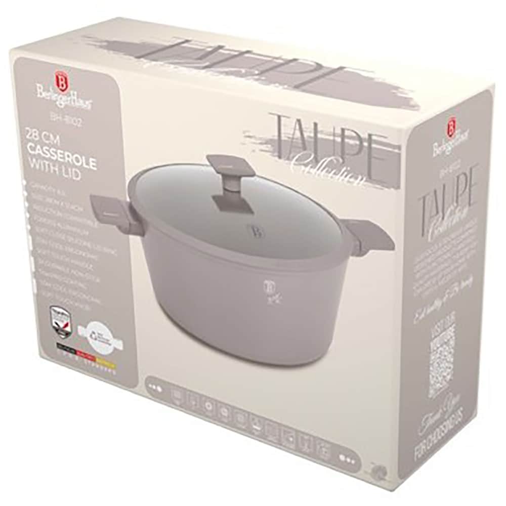 Cratita cu capac BERLINGER HAUS Taupe Collection BH/8101, 4.1l, 24 cm, aluminiu, gri