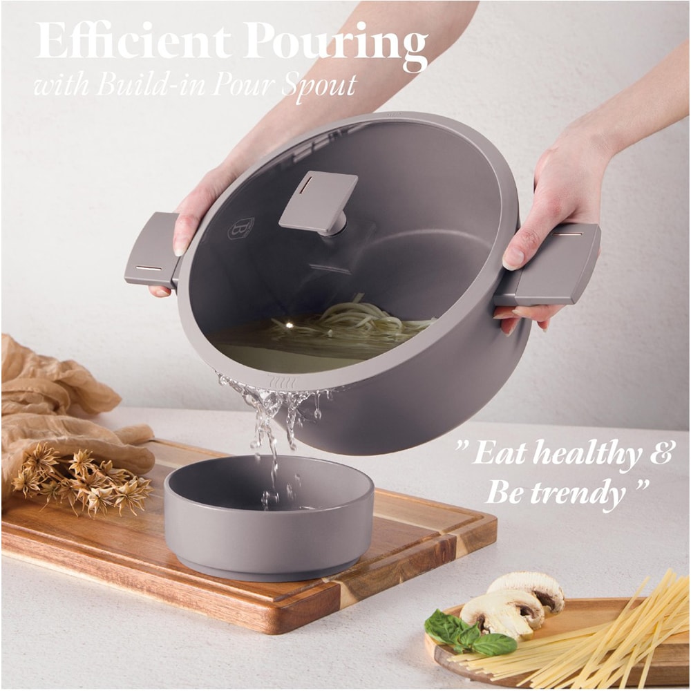 Cratita cu capac BERLINGER HAUS Taupe Collection BH/8101, 4.1l, 24 cm, aluminiu, gri