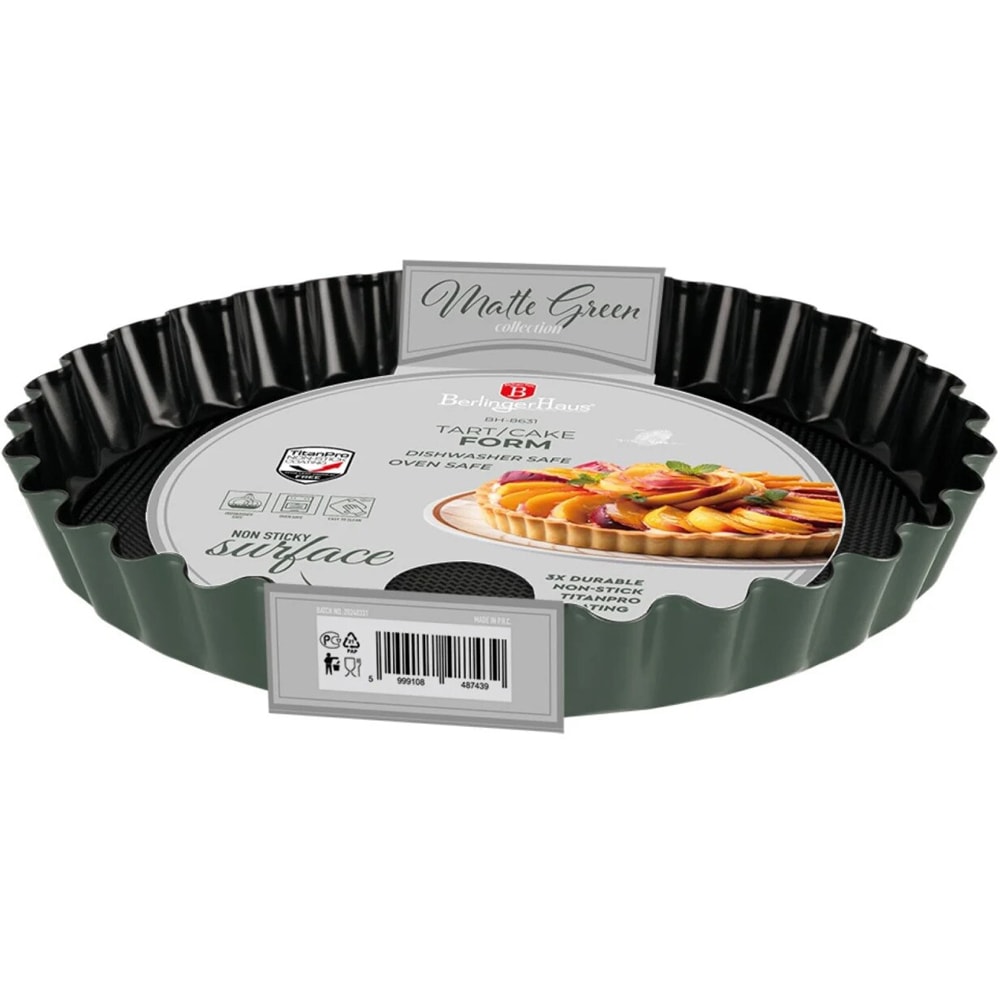 Forma de copt tarte BERLINGER HAUS BH8631, 28 cm, otel, verde mat