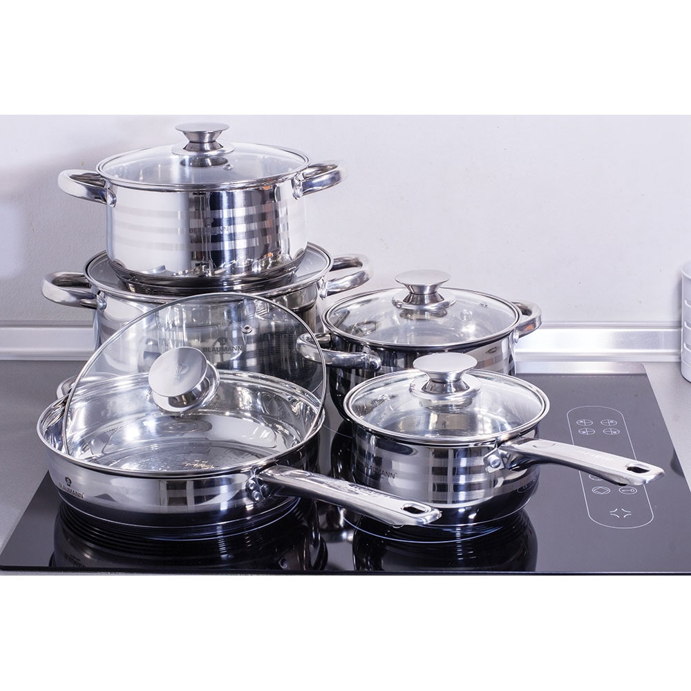 Set vase BLAUMANN BL-3898, 10 piese, 16-24cm, 1.9-6.5l, otel inoxidabil, argintiu