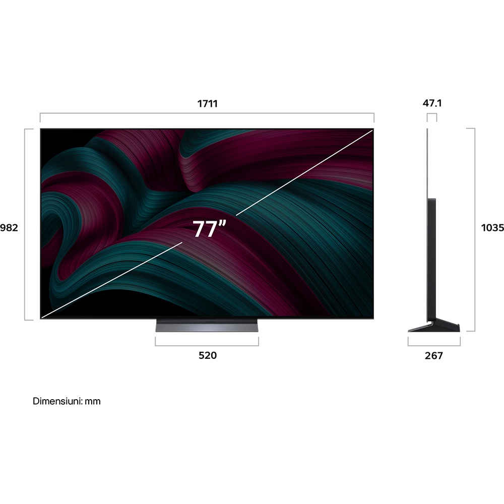 Televizor OLED Evo Smart LG 77C5ELB, Ultra HD 4K, HDR, 195cm