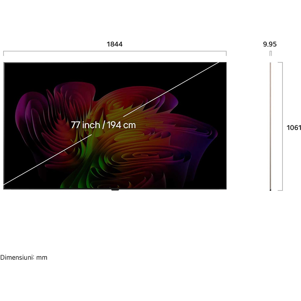 Televizor OLED Evo True Wireless LG OLED77W69LA, Ultra HD 4K, HDR, 194 cm