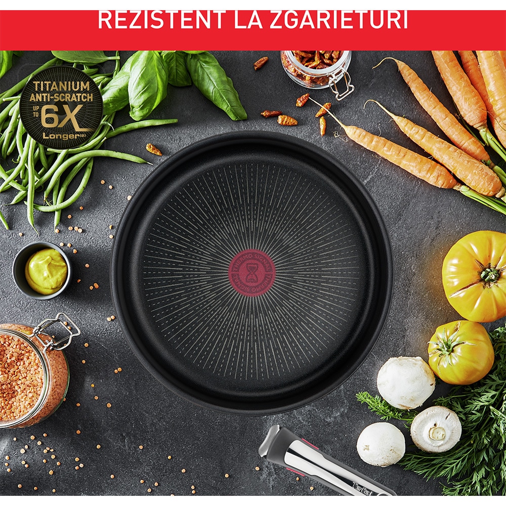 Craticioara TEFAL Ingenio Unlimited L7632932, 18cm, invelis antiaderent, aluminiu, negru