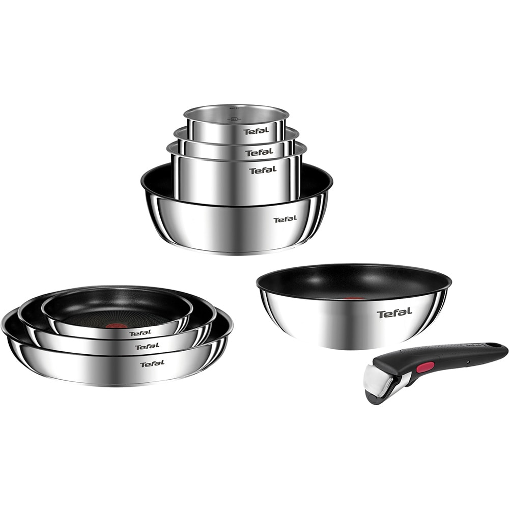Set vase TEFAL Ingenio L897SB74, 11 piese, 16-28cm,  inox, argintiu
