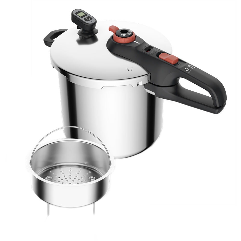 Oala sub presiune TEFAL Secure Chrono P2594401, 8l, inox, argintiu