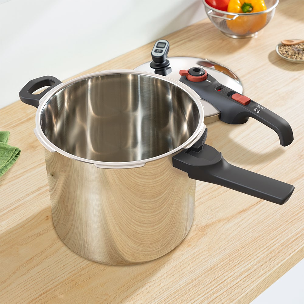 Oala sub presiune TEFAL Secure Chrono P2594401, 8l, inox, argintiu
